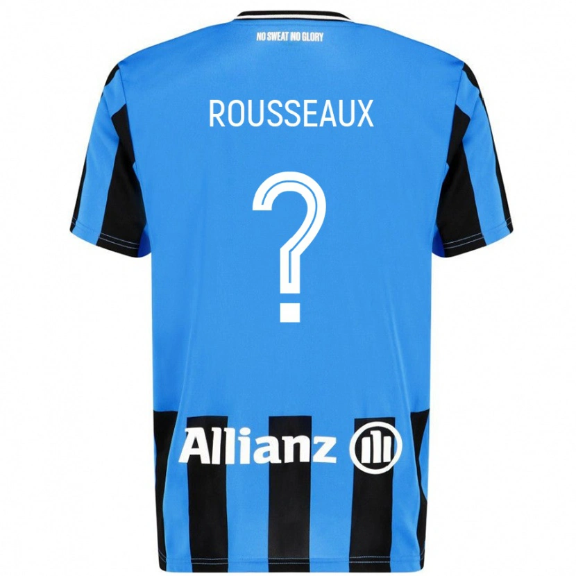 Danxen Enfant Maillot Luca Rousseaux #0 Bleu Ciel Noir Tenues Domicile 2024/25 T-Shirt