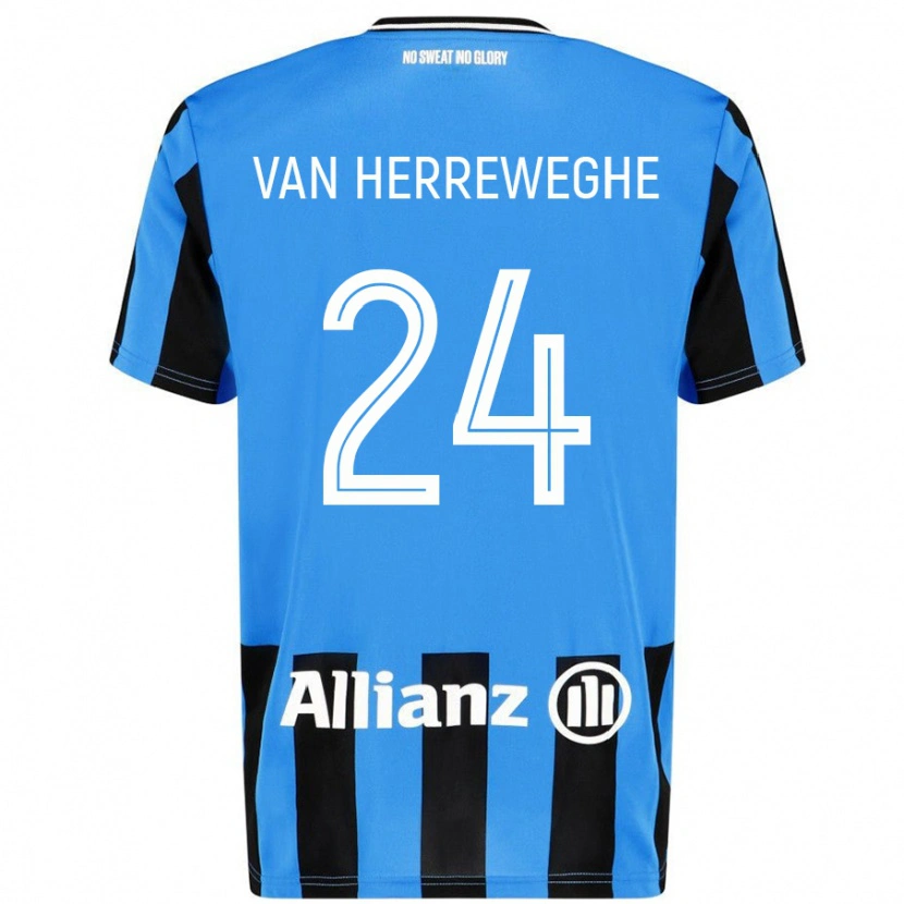 Danxen Enfant Maillot Febe Van Herreweghe #24 Bleu Ciel Noir Tenues Domicile 2024/25 T-Shirt