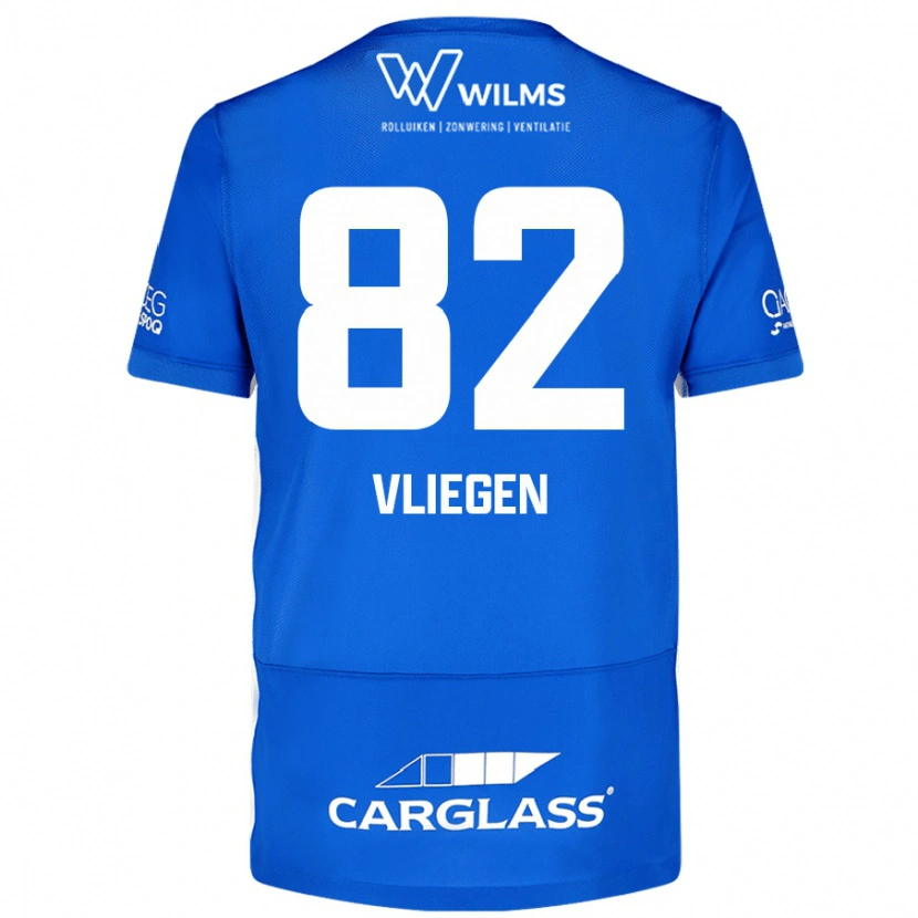 Danxen Enfant Maillot Olivier Vliegen #82 Bleu Tenues Domicile 2024/25 T-Shirt