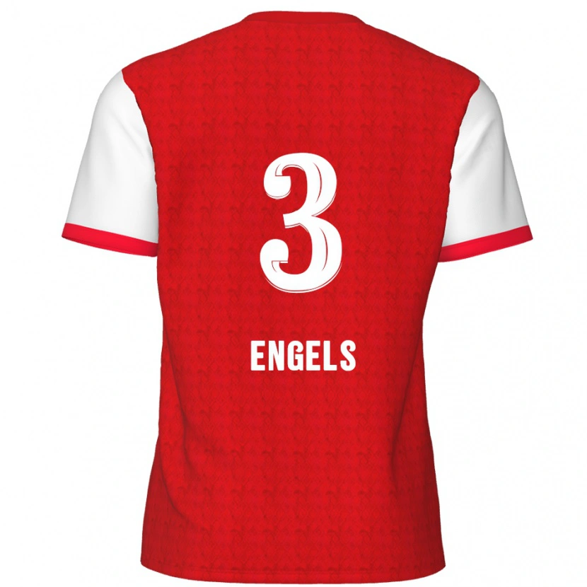 Danxen Enfant Maillot Björn Engels #3 Rouge Blanc Tenues Domicile 2024/25 T-Shirt