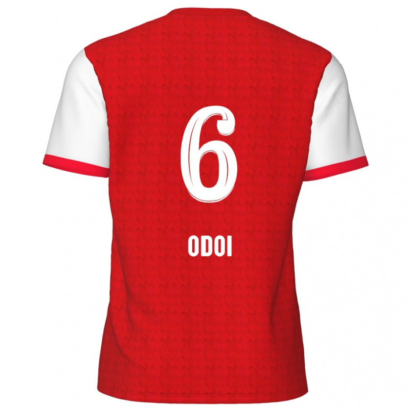 Danxen Enfant Maillot Denis Odoi #6 Rouge Blanc Tenues Domicile 2024/25 T-Shirt