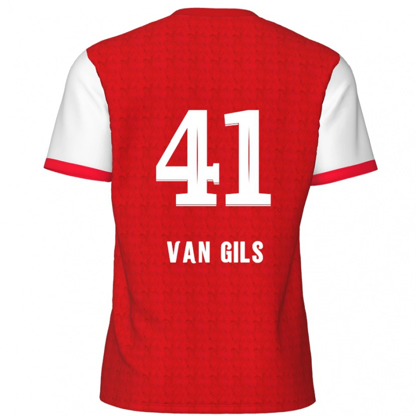 Danxen Enfant Maillot Mathis Van Gils #41 Rouge Blanc Tenues Domicile 2024/25 T-Shirt