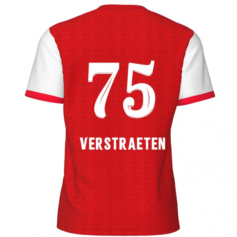 Danxen Enfant Maillot Andreas Verstraeten #75 Rouge Blanc Tenues Domicile 2024/25 T-Shirt