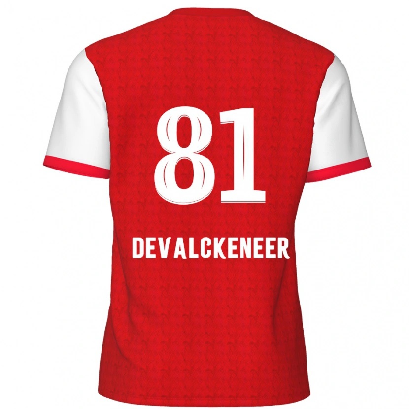 Danxen Enfant Maillot Niels Devalckeneer #81 Rouge Blanc Tenues Domicile 2024/25 T-Shirt