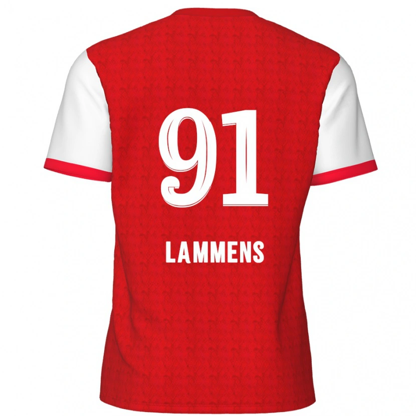 Danxen Enfant Maillot Senne Lammens #91 Rouge Blanc Tenues Domicile 2024/25 T-Shirt