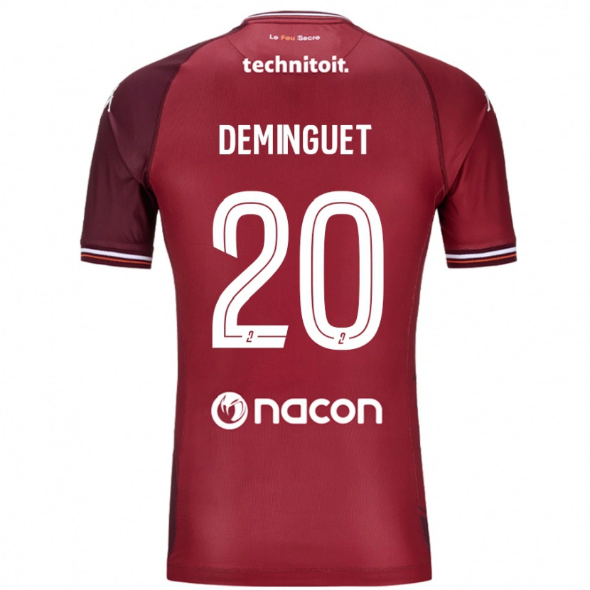 Danxen Enfant Maillot Jessy Deminguet #20 Rouge Grenade Tenues Domicile 2024/25 T-Shirt