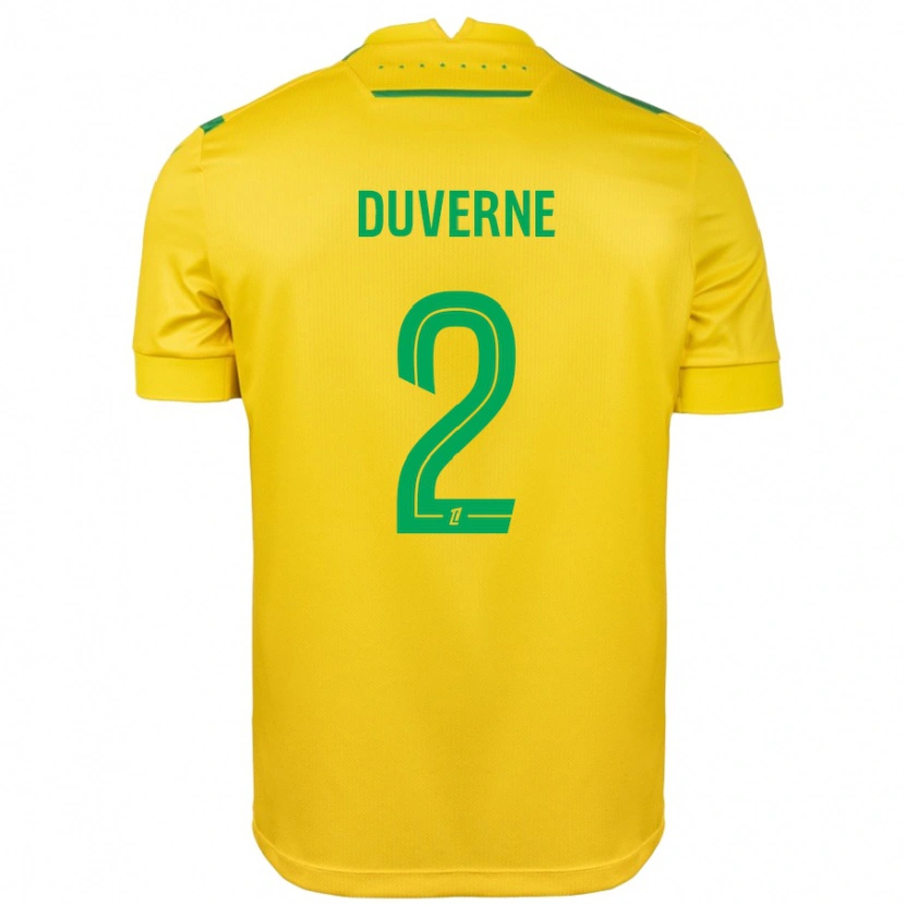 Danxen Enfant Maillot Jean-Kévin Duverne #2 Jaune Vert Tenues Domicile 2024/25 T-Shirt