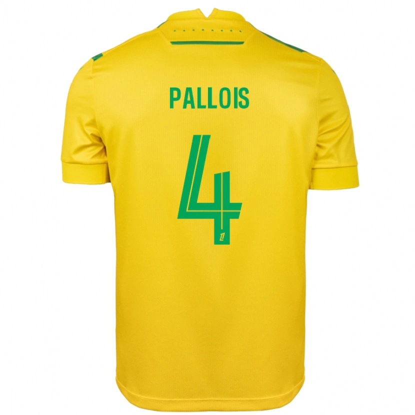 Danxen Enfant Maillot Nicolas Pallois #4 Jaune Vert Tenues Domicile 2024/25 T-Shirt