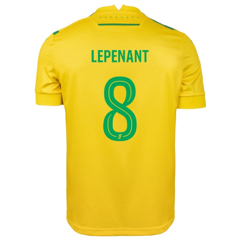 Danxen Enfant Maillot Johann Lepenant #8 Jaune Vert Tenues Domicile 2024/25 T-Shirt