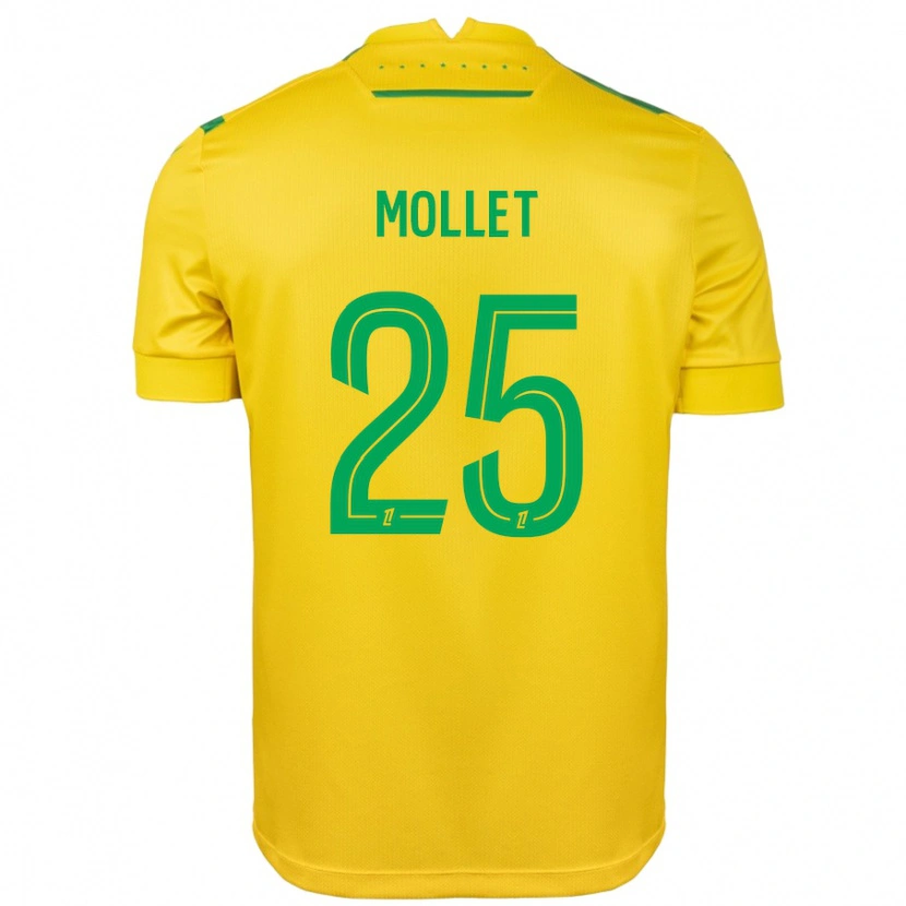 Danxen Enfant Maillot Florent Mollet #25 Jaune Vert Tenues Domicile 2024/25 T-Shirt