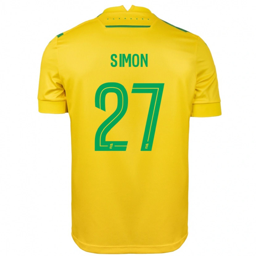 Danxen Enfant Maillot Moses Simon #27 Jaune Vert Tenues Domicile 2024/25 T-Shirt