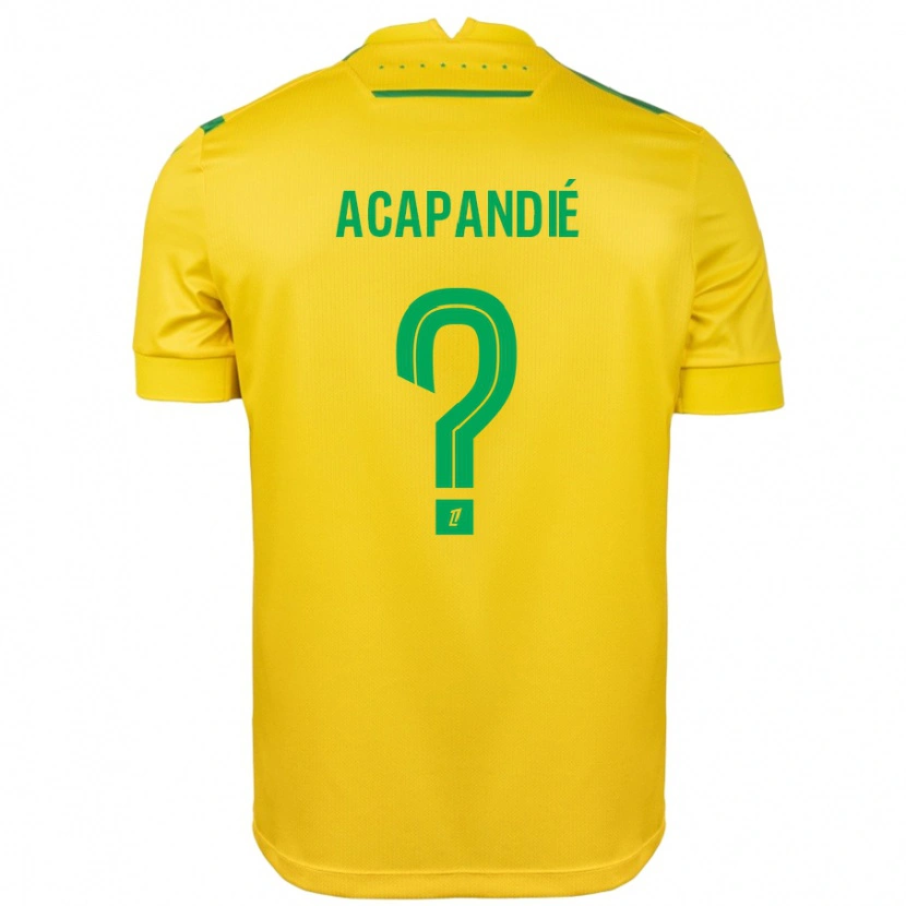 Danxen Enfant Maillot Mathieu Acapandié #0 Jaune Vert Tenues Domicile 2024/25 T-Shirt