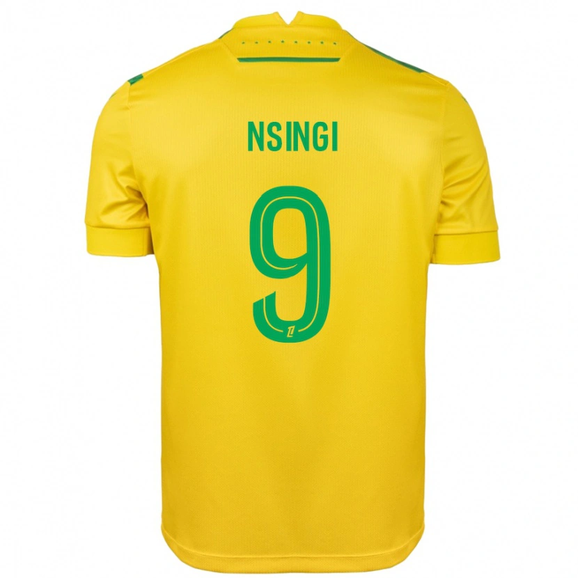 Danxen Enfant Maillot Plamedi Nsingi #9 Jaune Vert Tenues Domicile 2024/25 T-Shirt