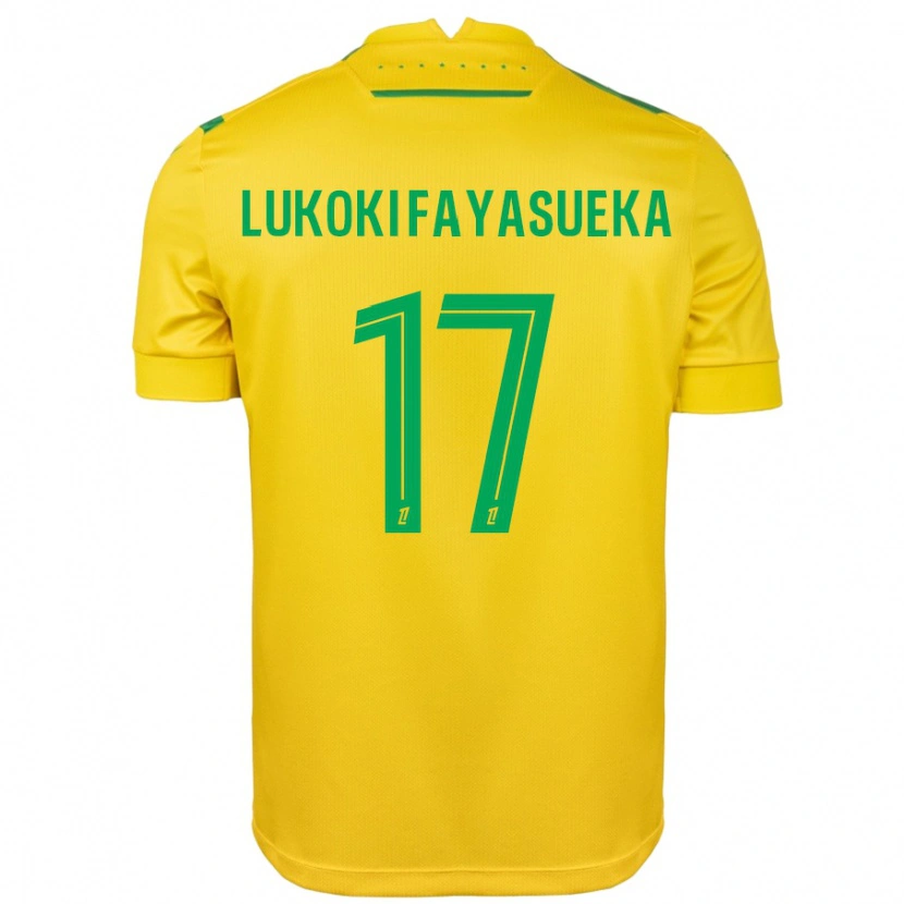 Danxen Enfant Maillot Kévin Lukoki Fayasueka #17 Jaune Vert Tenues Domicile 2024/25 T-Shirt