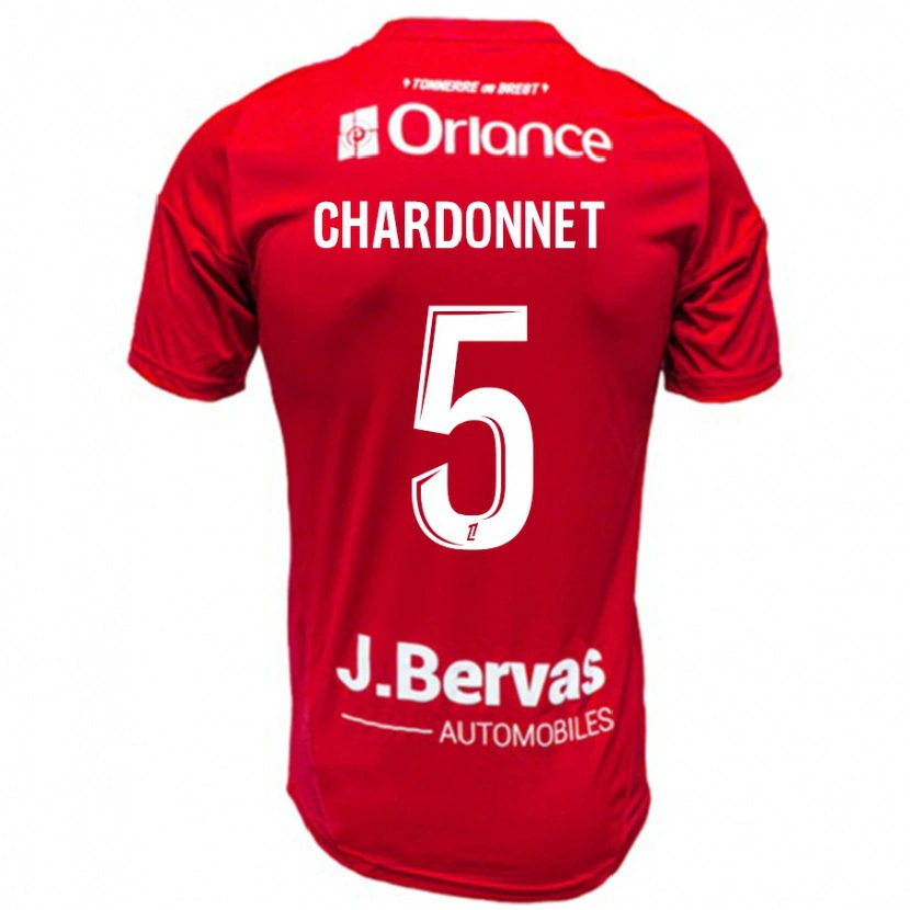 Danxen Enfant Maillot Brendan Chardonnet #5 Rouge Blanc Tenues Domicile 2024/25 T-Shirt