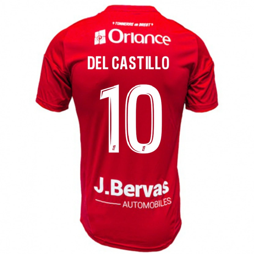 Danxen Enfant Maillot Romain Del Castillo #10 Rouge Blanc Tenues Domicile 2024/25 T-Shirt