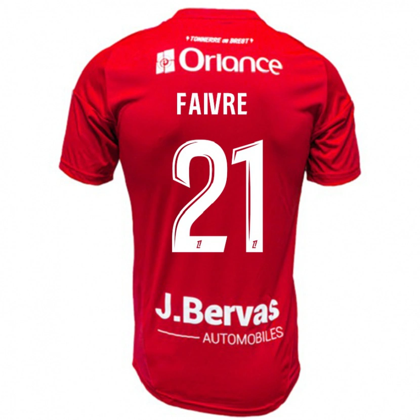 Danxen Enfant Maillot Romain Faivre #21 Rouge Blanc Tenues Domicile 2024/25 T-Shirt