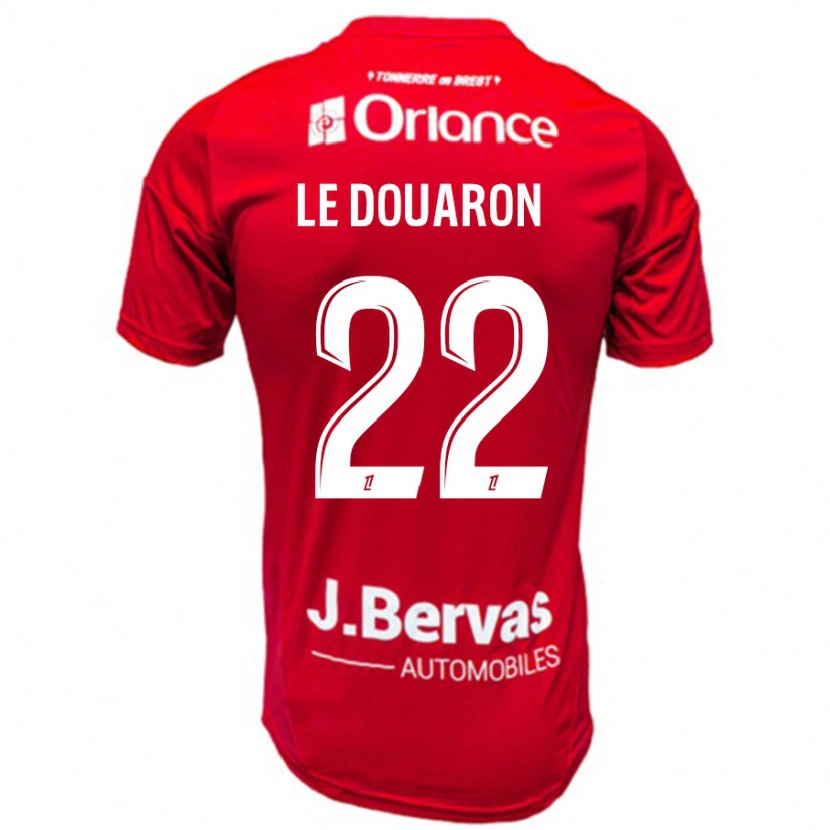 Danxen Enfant Maillot Jérémy Le Douaron #22 Rouge Blanc Tenues Domicile 2024/25 T-Shirt