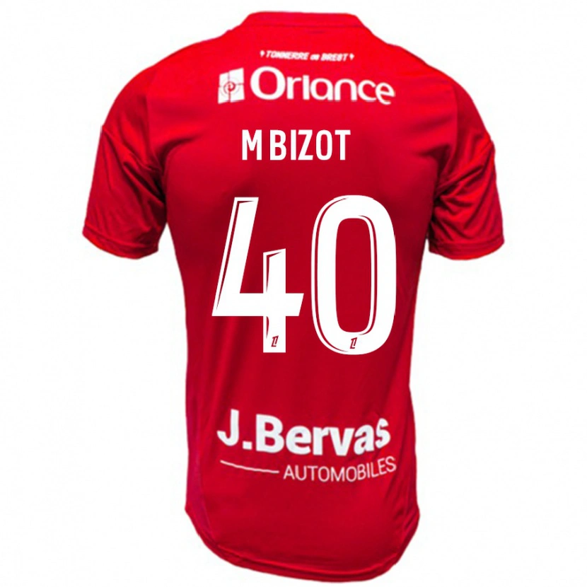 Danxen Enfant Maillot Marco Bizot #40 Rouge Blanc Tenues Domicile 2024/25 T-Shirt