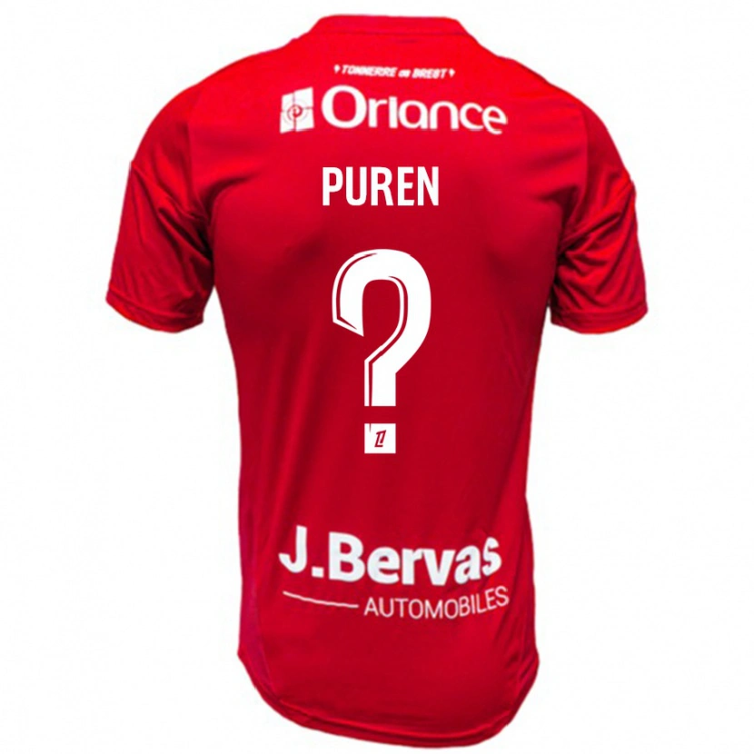 Danxen Enfant Maillot Matthieu Puren #0 Rouge Blanc Tenues Domicile 2024/25 T-Shirt