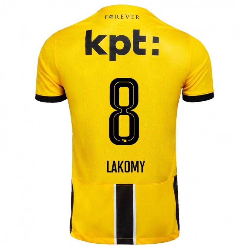 Danxen Enfant Maillot Lukasz Lakomy #8 Jaune Noir Tenues Domicile 2024/25 T-Shirt