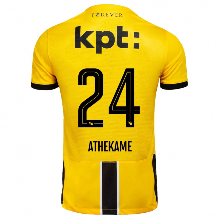 Danxen Enfant Maillot Zachary Athekame #24 Jaune Noir Tenues Domicile 2024/25 T-Shirt