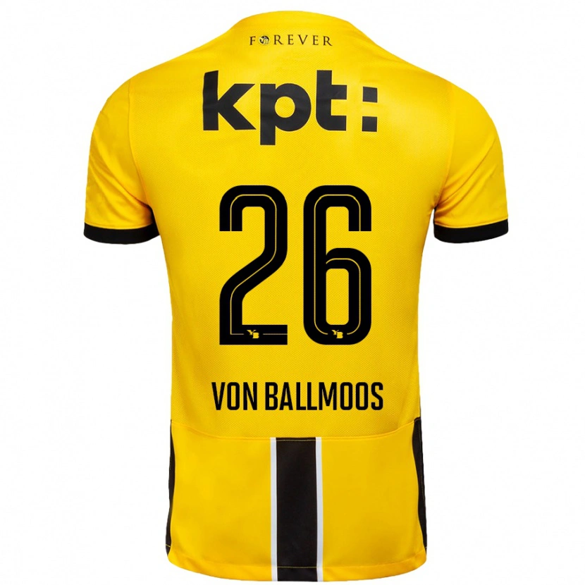 Danxen Enfant Maillot David Von Ballmoos #26 Jaune Noir Tenues Domicile 2024/25 T-Shirt