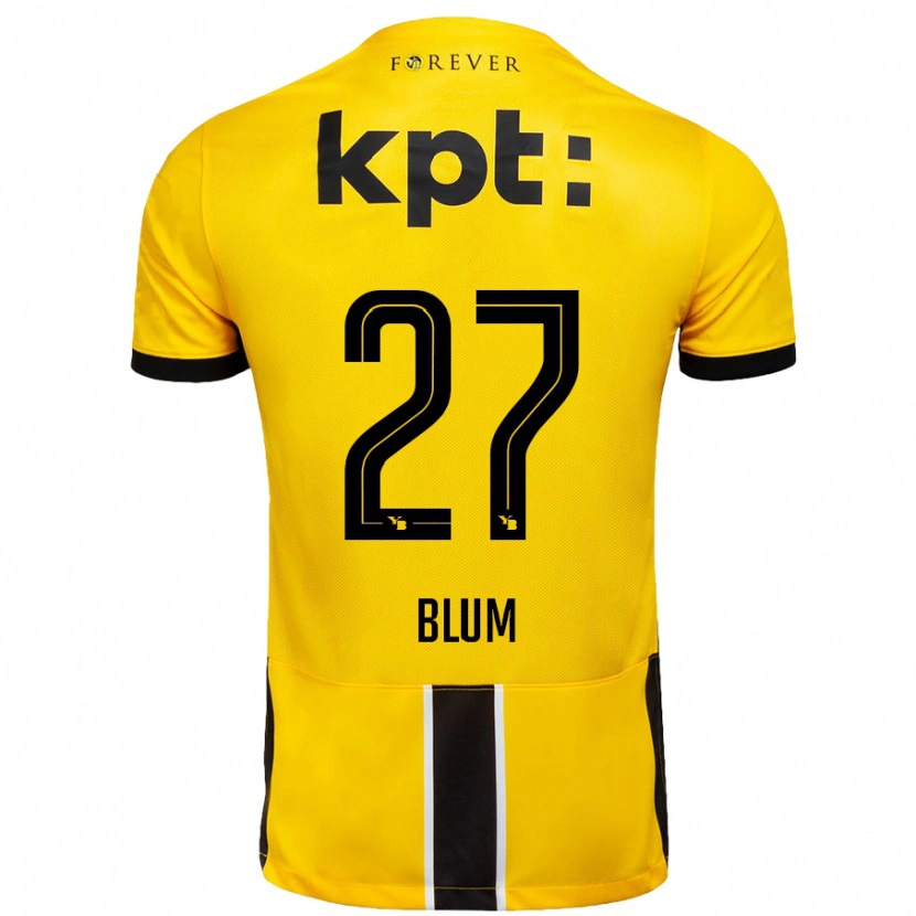 Danxen Enfant Maillot Lewin Blum #27 Jaune Noir Tenues Domicile 2024/25 T-Shirt