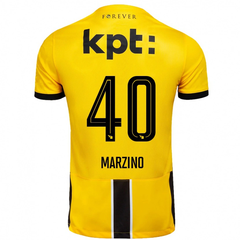 Danxen Enfant Maillot Dario Marzino #40 Jaune Noir Tenues Domicile 2024/25 T-Shirt