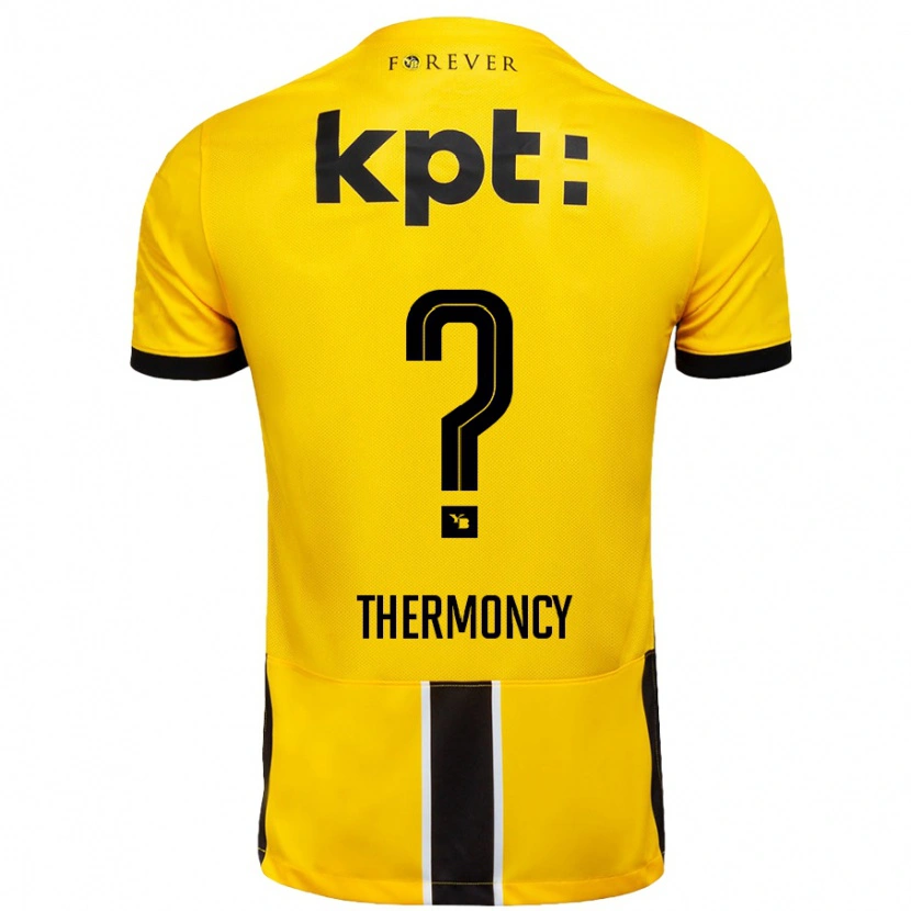 Danxen Enfant Maillot Keeto Thermoncy #0 Jaune Noir Tenues Domicile 2024/25 T-Shirt