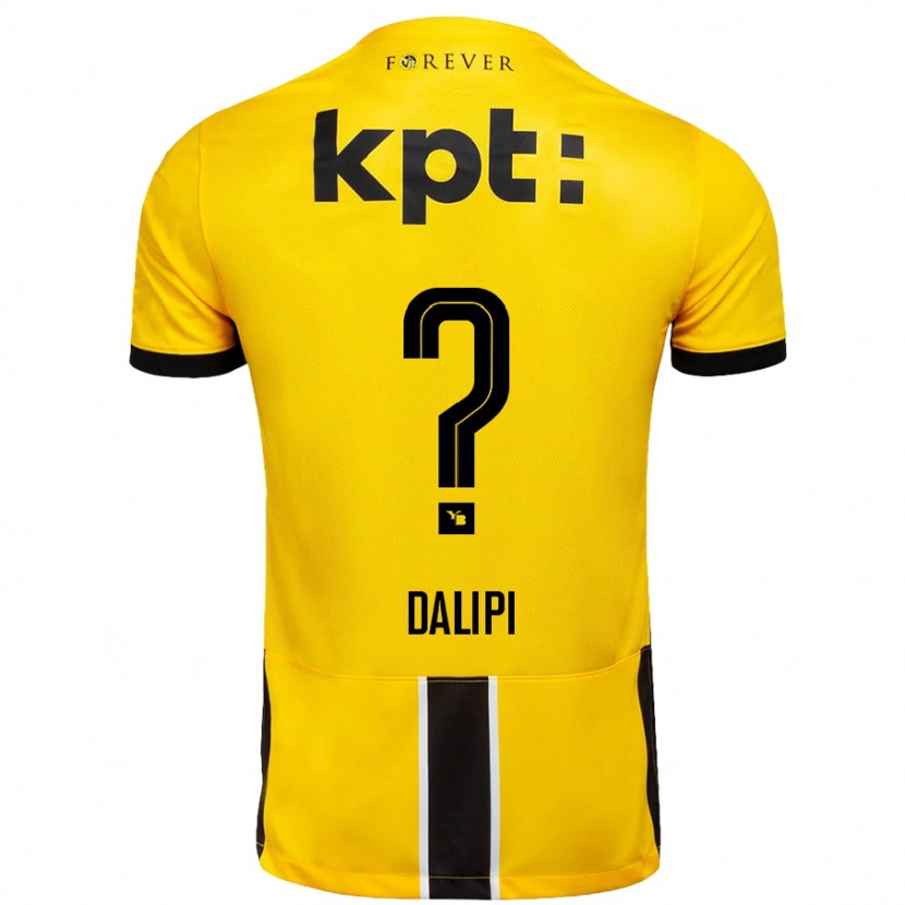 Danxen Enfant Maillot Lutfi Dalipi #0 Jaune Noir Tenues Domicile 2024/25 T-Shirt