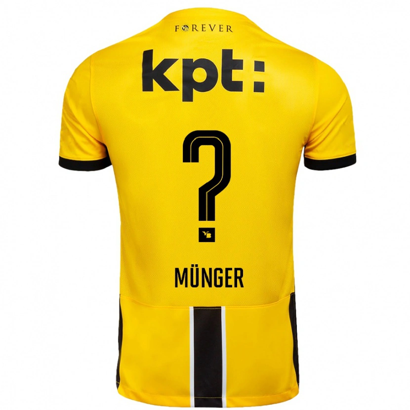 Danxen Enfant Maillot Nil Münger #0 Jaune Noir Tenues Domicile 2024/25 T-Shirt