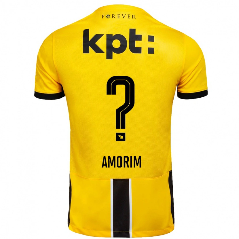 Danxen Enfant Maillot Rui Amorim #0 Jaune Noir Tenues Domicile 2024/25 T-Shirt