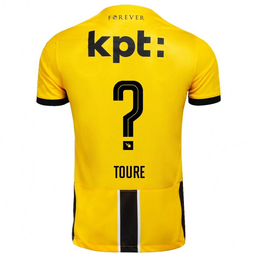 Danxen Enfant Maillot Luc Toure #0 Jaune Noir Tenues Domicile 2024/25 T-Shirt