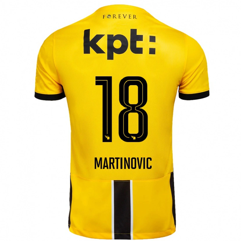 Danxen Enfant Maillot Denis Martinovic #18 Jaune Noir Tenues Domicile 2024/25 T-Shirt