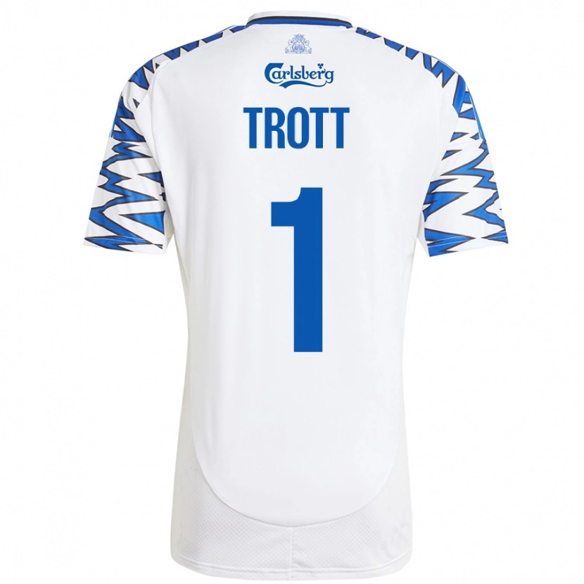 Danxen Enfant Maillot Nathan Trott #1 Blanc Bleu Ciel Tenues Domicile 2024/25 T-Shirt