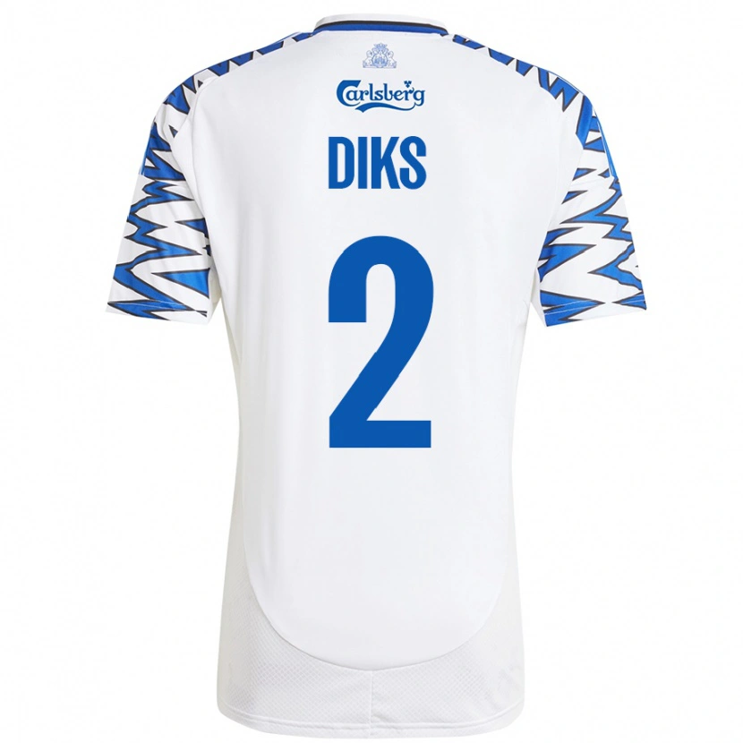 Danxen Enfant Maillot Kevin Diks #2 Blanc Bleu Ciel Tenues Domicile 2024/25 T-Shirt