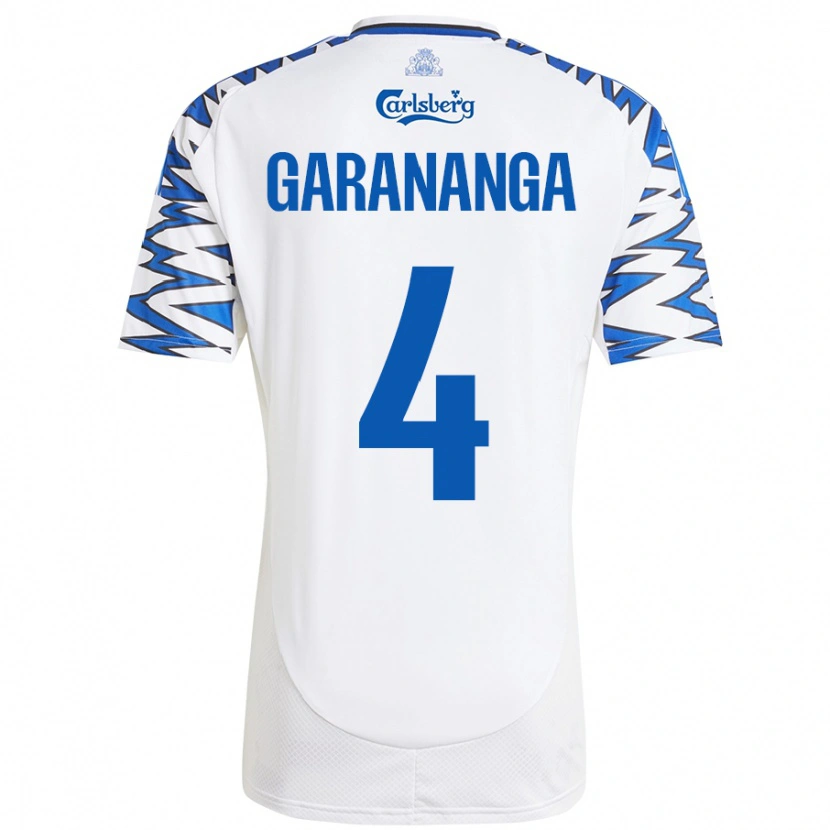 Danxen Enfant Maillot Munashe Garananga #4 Blanc Bleu Ciel Tenues Domicile 2024/25 T-Shirt