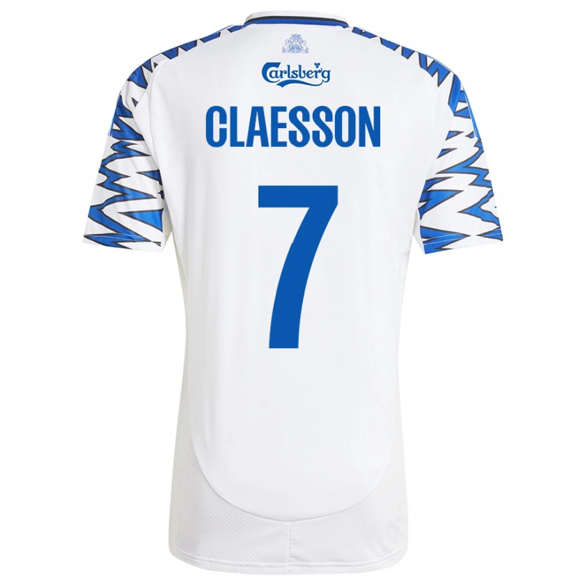 Danxen Enfant Maillot Viktor Claesson #7 Blanc Bleu Ciel Tenues Domicile 2024/25 T-Shirt