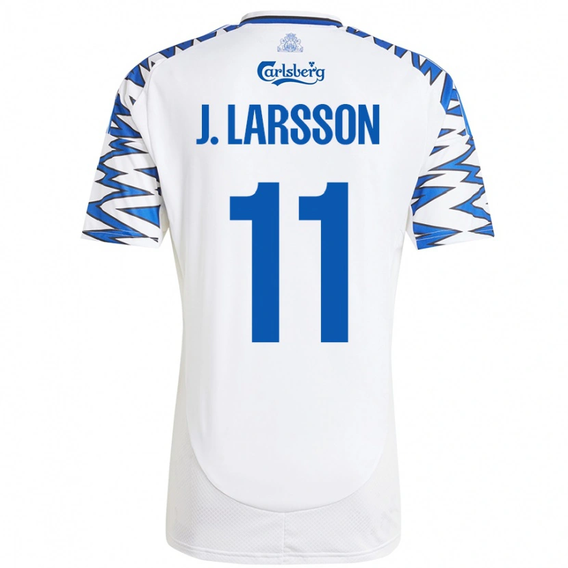 Danxen Enfant Maillot Jordan Larsson #11 Blanc Bleu Ciel Tenues Domicile 2024/25 T-Shirt