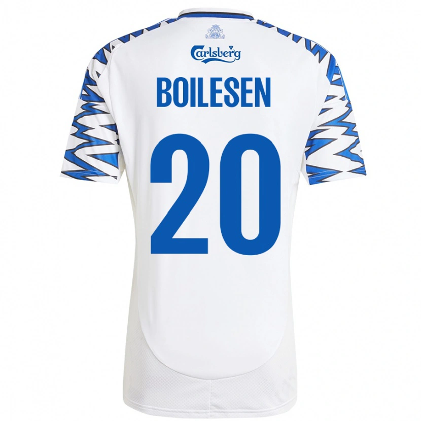 Danxen Enfant Maillot Nicolai Boilesen #20 Blanc Bleu Ciel Tenues Domicile 2024/25 T-Shirt