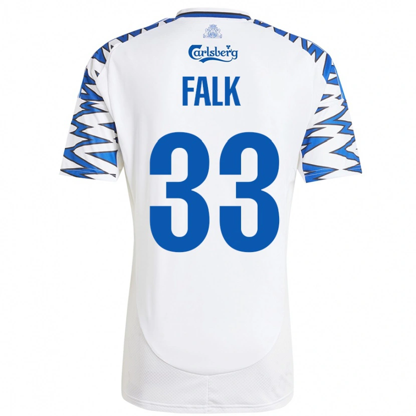 Danxen Enfant Maillot Rasmus Falk #33 Blanc Bleu Ciel Tenues Domicile 2024/25 T-Shirt