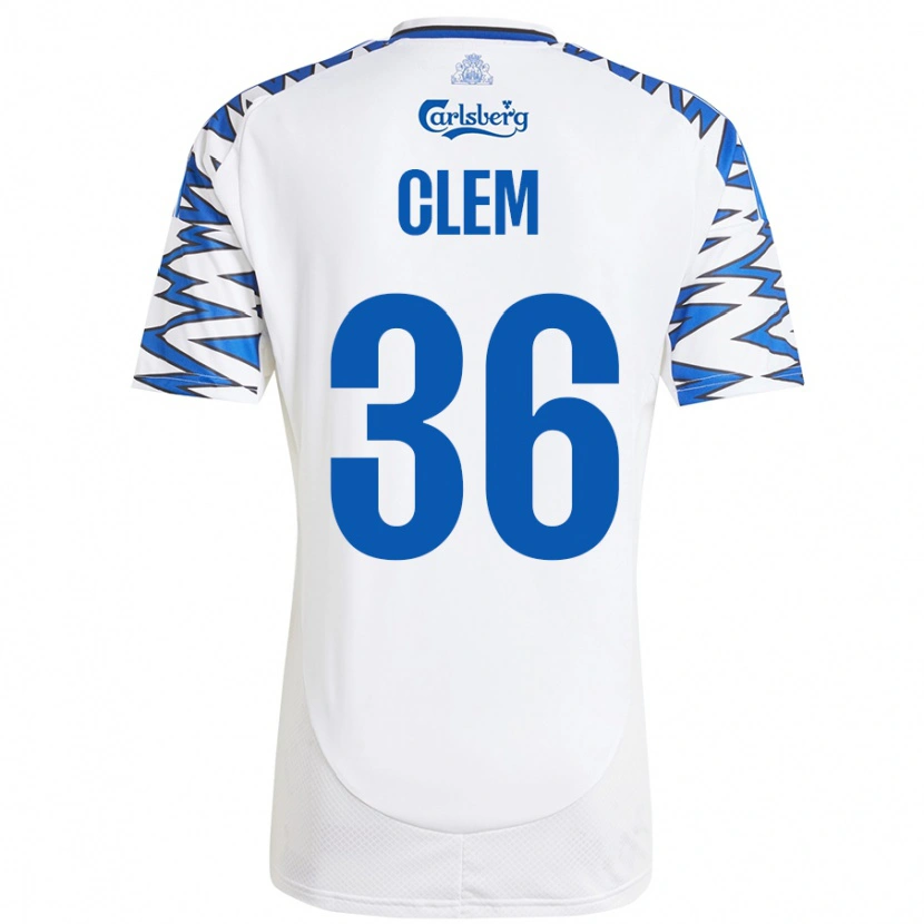 Danxen Enfant Maillot William Clem #36 Blanc Bleu Ciel Tenues Domicile 2024/25 T-Shirt