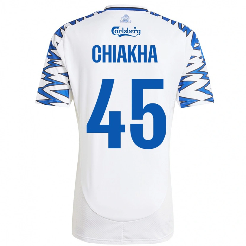 Danxen Enfant Maillot Amin Chiakha #45 Blanc Bleu Ciel Tenues Domicile 2024/25 T-Shirt