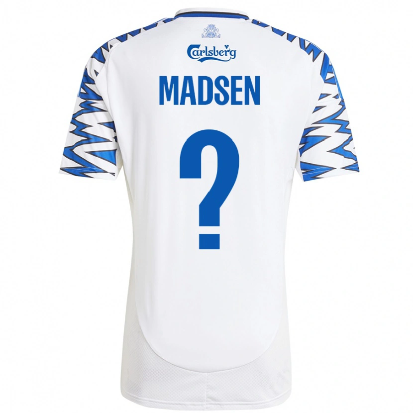 Danxen Enfant Maillot Noah Madsen #0 Blanc Bleu Ciel Tenues Domicile 2024/25 T-Shirt