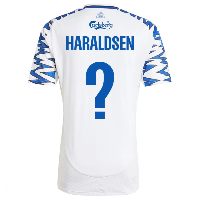 Danxen Enfant Maillot Henrik Haraldsen #0 Blanc Bleu Ciel Tenues Domicile 2024/25 T-Shirt