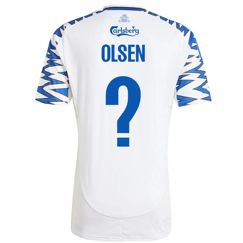 Danxen Enfant Maillot Gunnar Olsen #0 Blanc Bleu Ciel Tenues Domicile 2024/25 T-Shirt