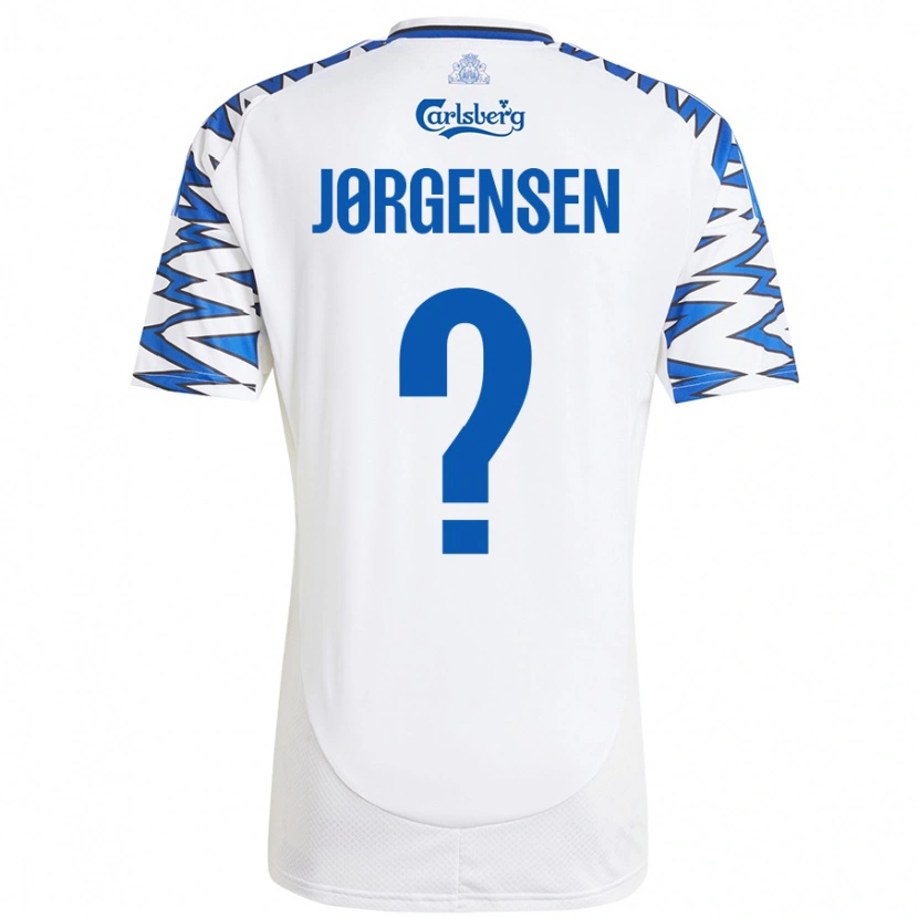 Danxen Enfant Maillot Mads Jørgensen #0 Blanc Bleu Ciel Tenues Domicile 2024/25 T-Shirt