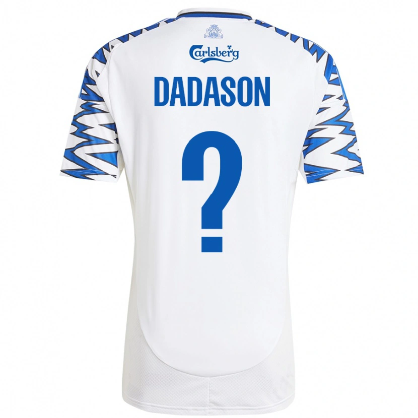 Danxen Enfant Maillot Viktor Dadason #0 Blanc Bleu Ciel Tenues Domicile 2024/25 T-Shirt