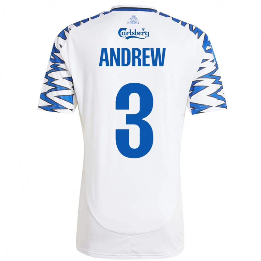 Danxen Enfant Maillot Tristan Andrew #3 Blanc Bleu Ciel Tenues Domicile 2024/25 T-Shirt